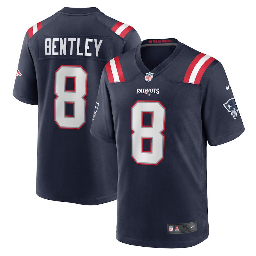Men New England Patriots #8 Ja Whaun Bentley Nike Navy Game Player NFL Jersey